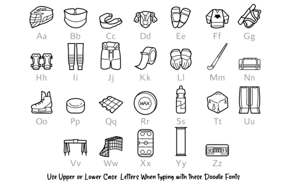 Ice Hockey Doodle Font PNG with transparent background - Preview 1