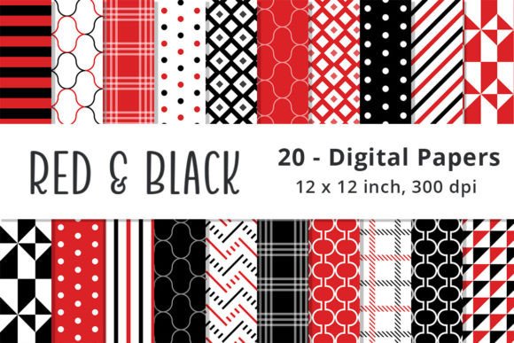 Red and Black Digital Paper Backgrounds