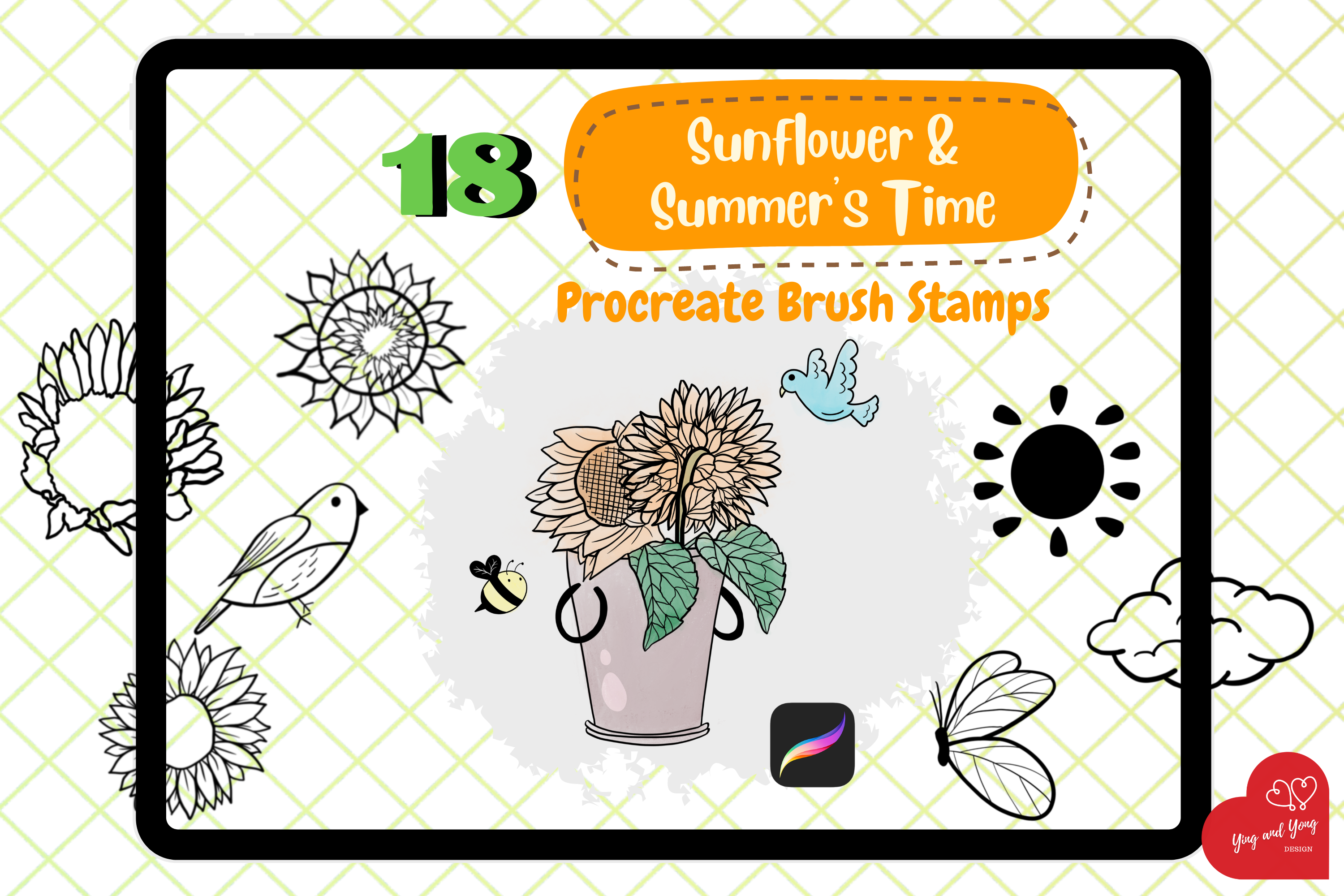 Sunflower&Summer's Time Brush Stamps