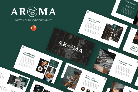 Preview of Aroma - Coffee Shop & Cafe Powerpoint food presentation template