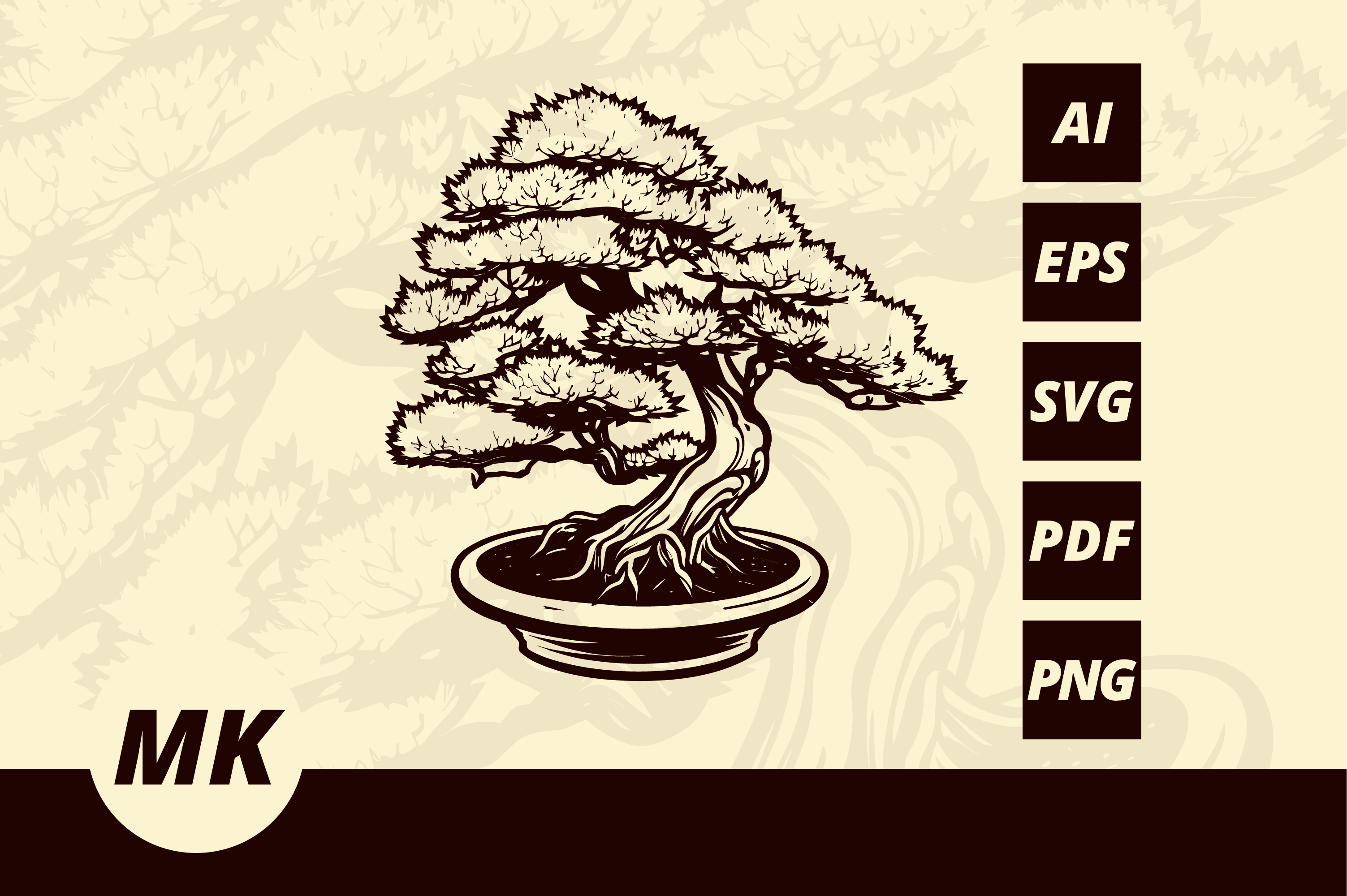 Bonsai Silhouette Vector Illustration Graphic by Matt Kylac  Creative  Fabrica