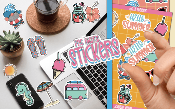 Hello Summer Digital Stickers