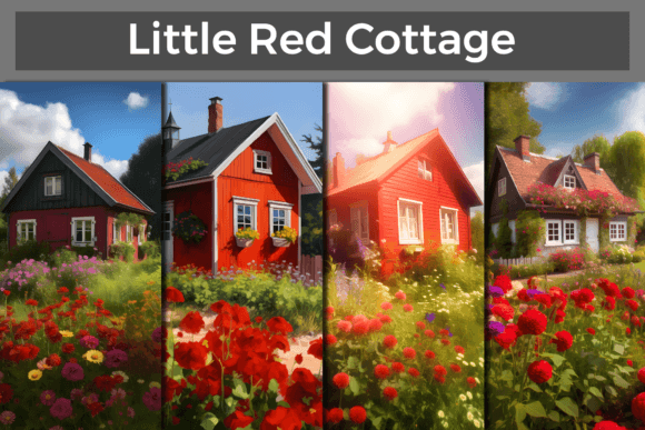 Little Red Cottage Background Aesthetic