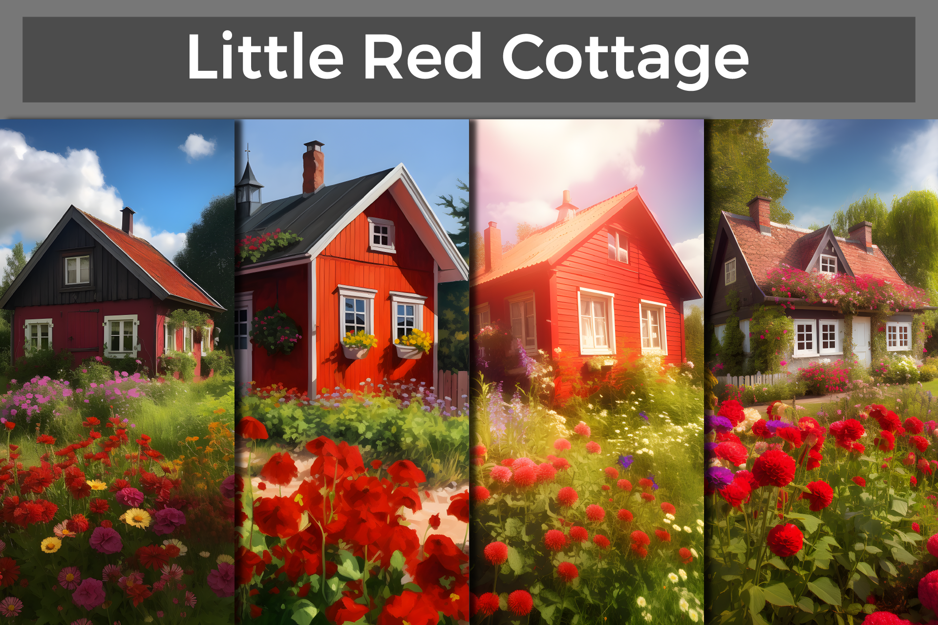 Little Red Cottage Background Aesthetic