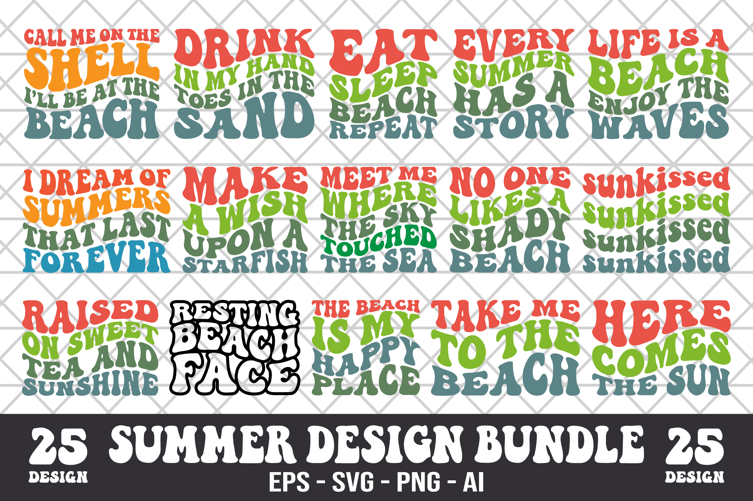 Summer Retro Design Bundle SVG Graphic by Craftking · Creative Fabrica