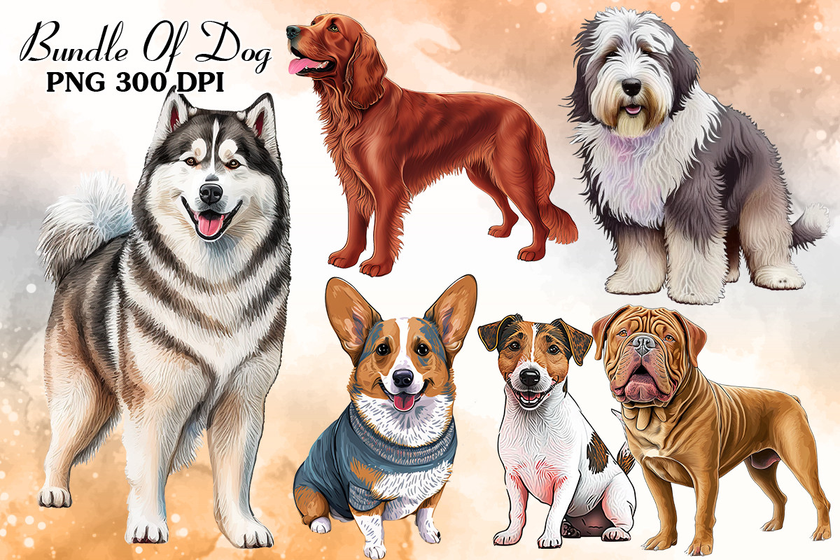 Cute Dog Sublimation Clipart Bundle Graphic by Cat Lady · Creative Fabrica