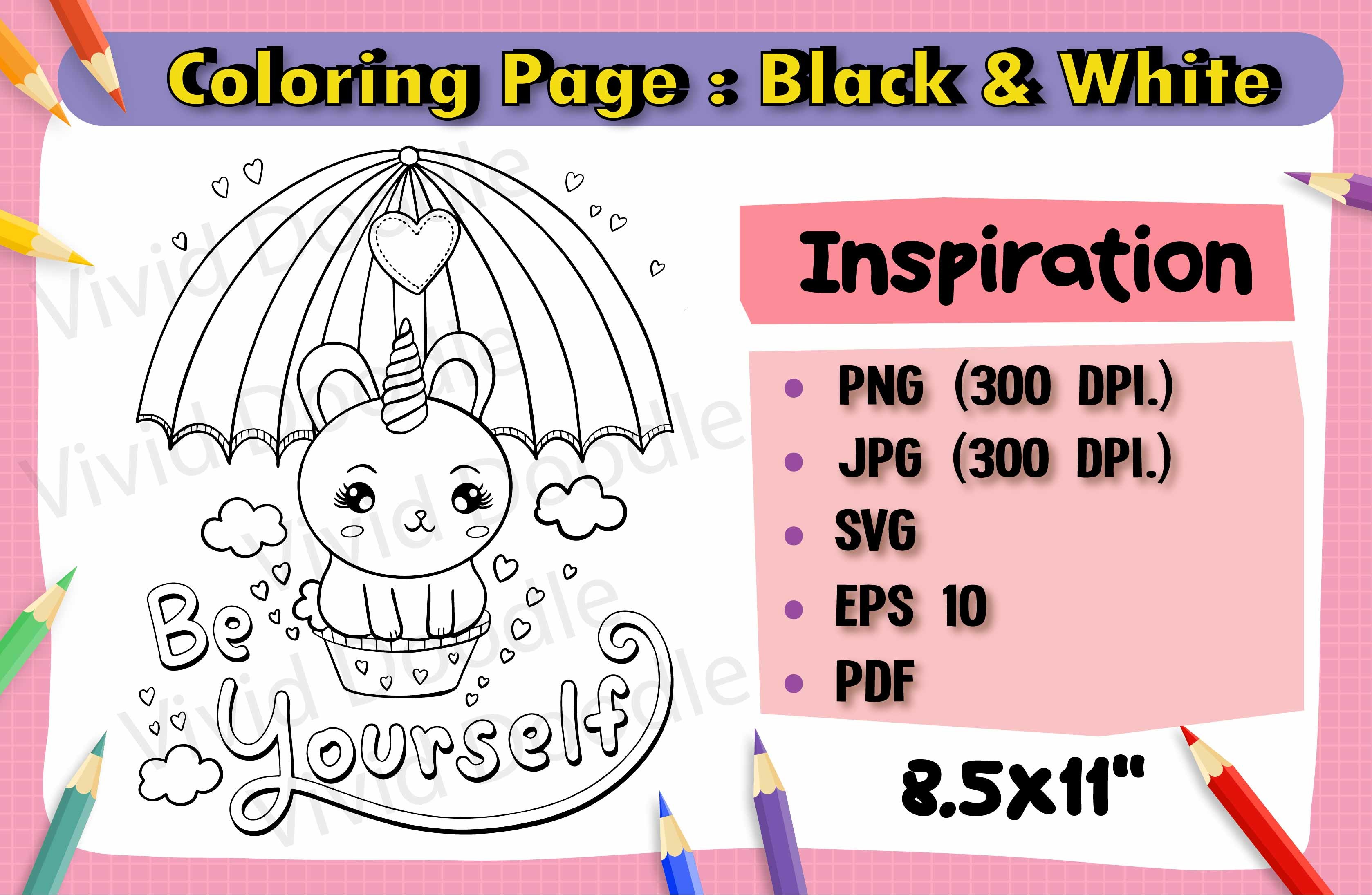 Inspiration. Coloring Book. (559) Graphic by VividDoodle · Creative Fabrica