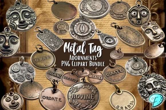 Metal Tag Adornments PNG Clipart Bundle