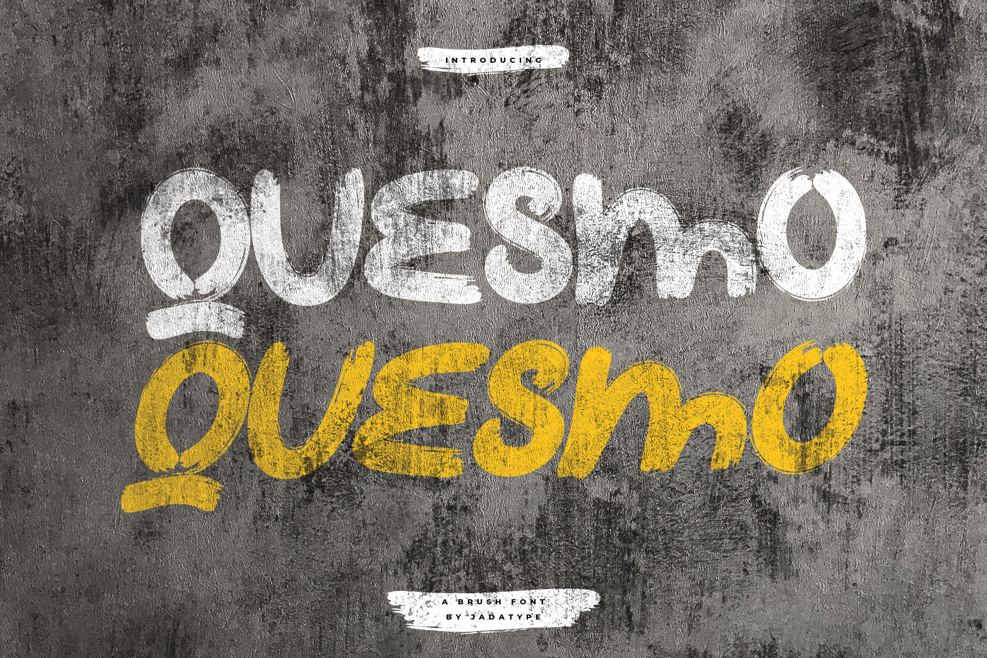 Quesmo font preview - bold display typeface for headlines
