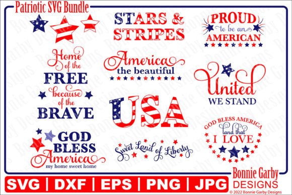 Preview of 4th of July Patriotic T-shirt SVG Bundle T-shirt, sticker, and sublimation design