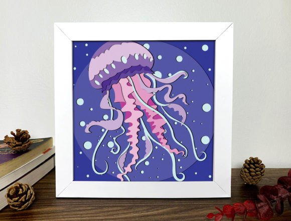 Jellyfish Shadow Box 3d Svgjellyfish 3d Graphics