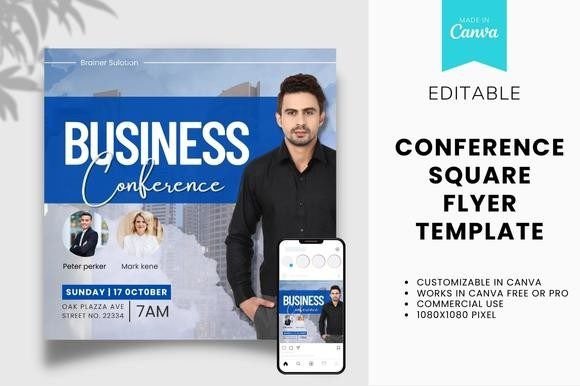 CANVA Conference Square Flyer Template