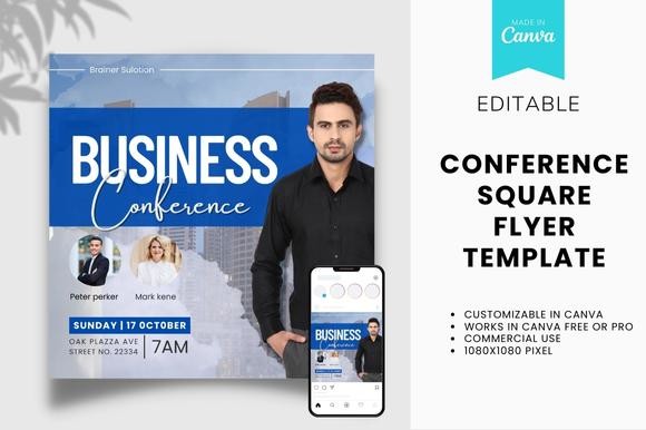 CANVA Conference Square Flyer Template