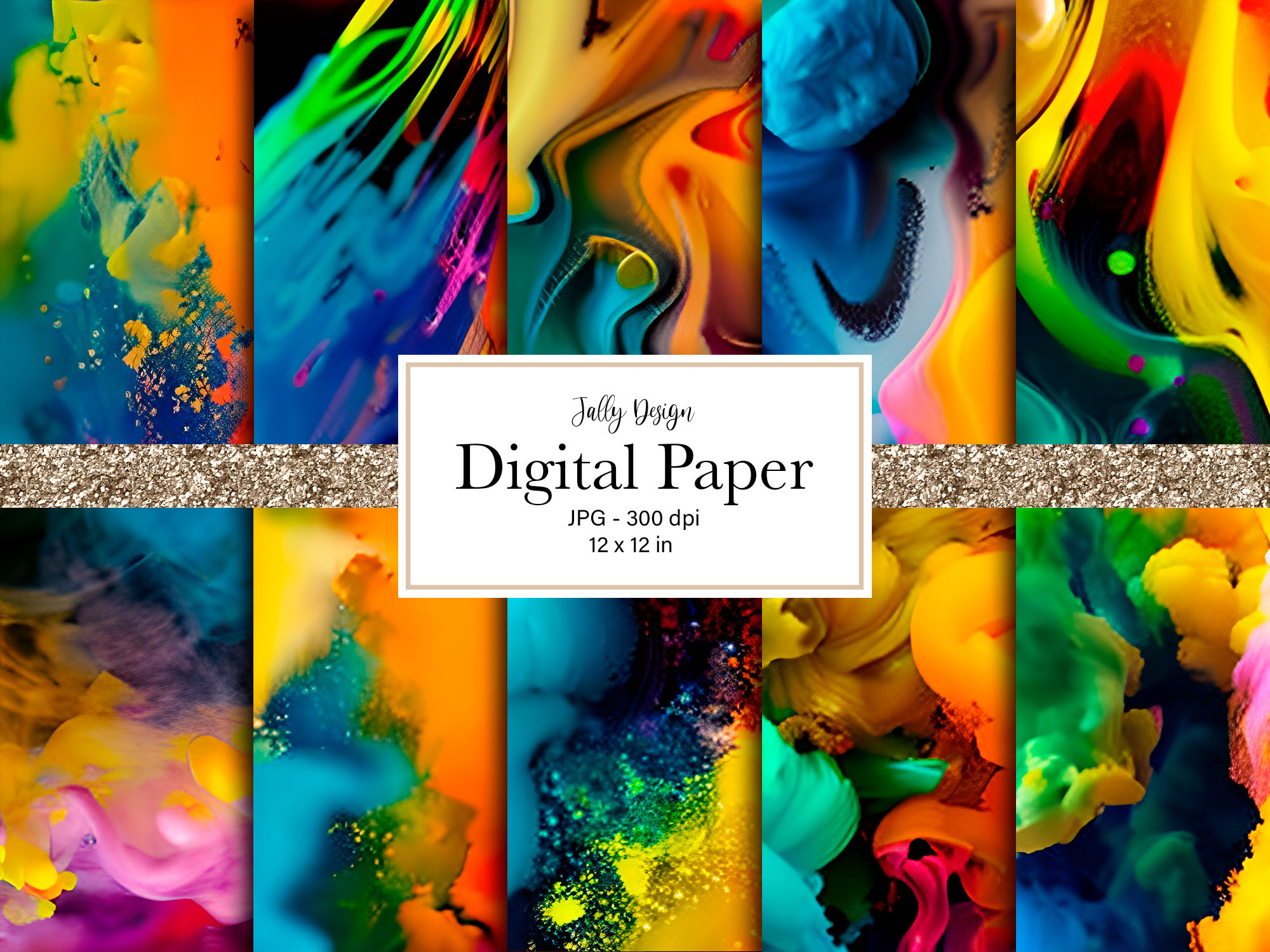 Colorful Abstract Digital Paper Pack Graphic by jallydesign · Creative ...