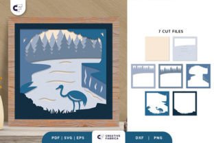 Lake Landscape 3D Layered Paper Cut · Creative Fabrica
