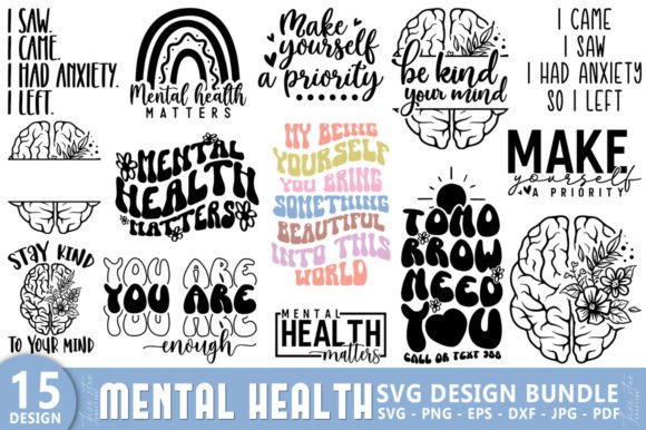 Mental Health Quote SVG Design Bundle Graphic by Five Star Crafting ...