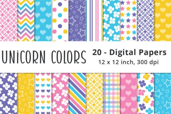Pink, Blue, Purple, and Yellow Patterns Graphic Patterns By Lemon Paper Lab