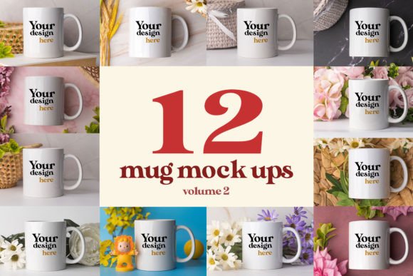 12 Mug MockUps Coffee Cup Mock Up Bundle Grafika Kubki i Filiżanki Przez moderneone