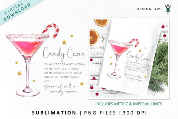 Candy Cane Christmas Cocktail Recipe Graphics