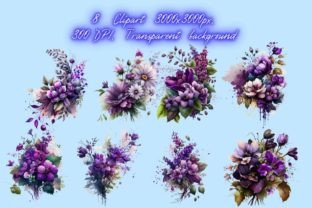 Purple Flowers Watercolor Clipart Graphic by Line Store · Creative Fabrica