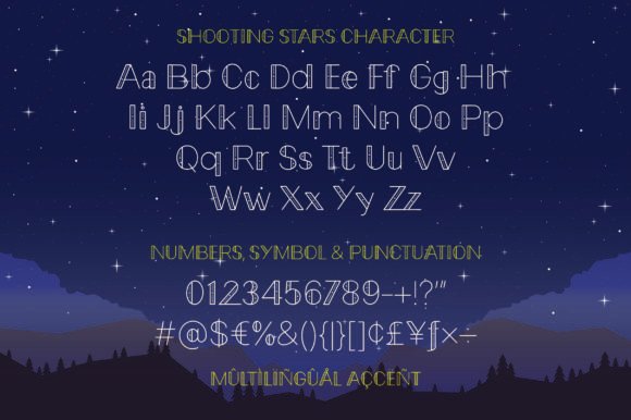 Shooting Stars Font PNG with transparent background - Preview 1