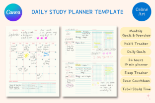 Editable Study Tracker Planner Template Graphic by Celine Art ...