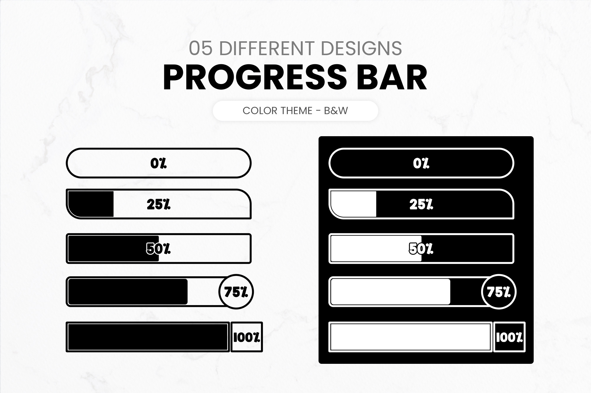 Loading Progress Bar Set - B&W Theme Graphic by catsquills · Creative ...