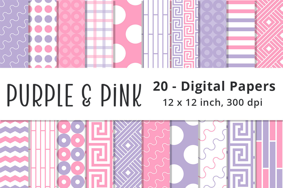 Purple and Pink Digital Paper Designs