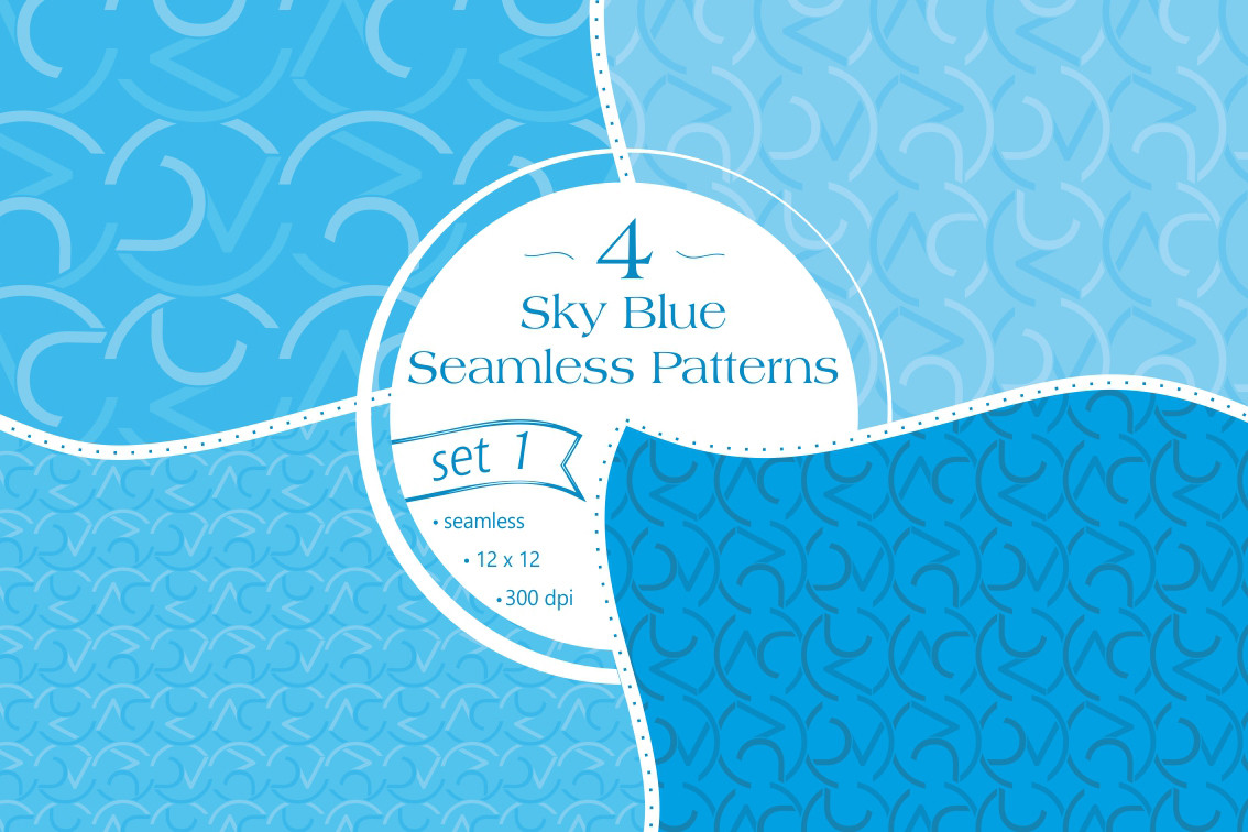 Sky Blue Seamlees Patterns - Set 1 Graphic by Digital Mojito · Creative ...