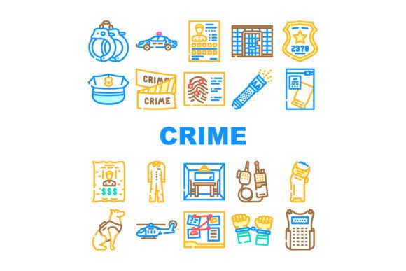 Crime Scene Police Criminal Icons Set Graphic Icons By sevvectors