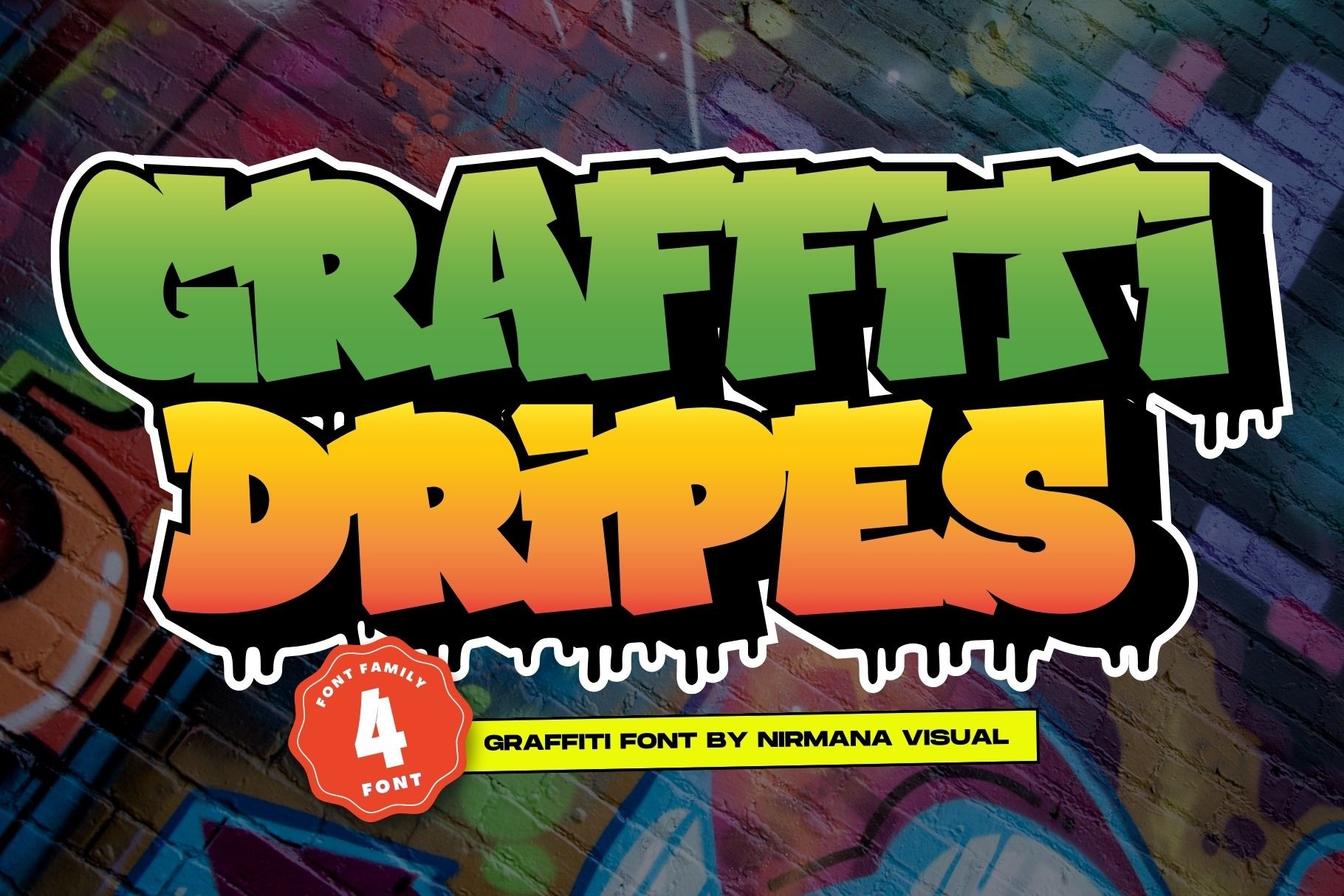 Graffiti Dripes font preview: spray-paint drip effect display typeface