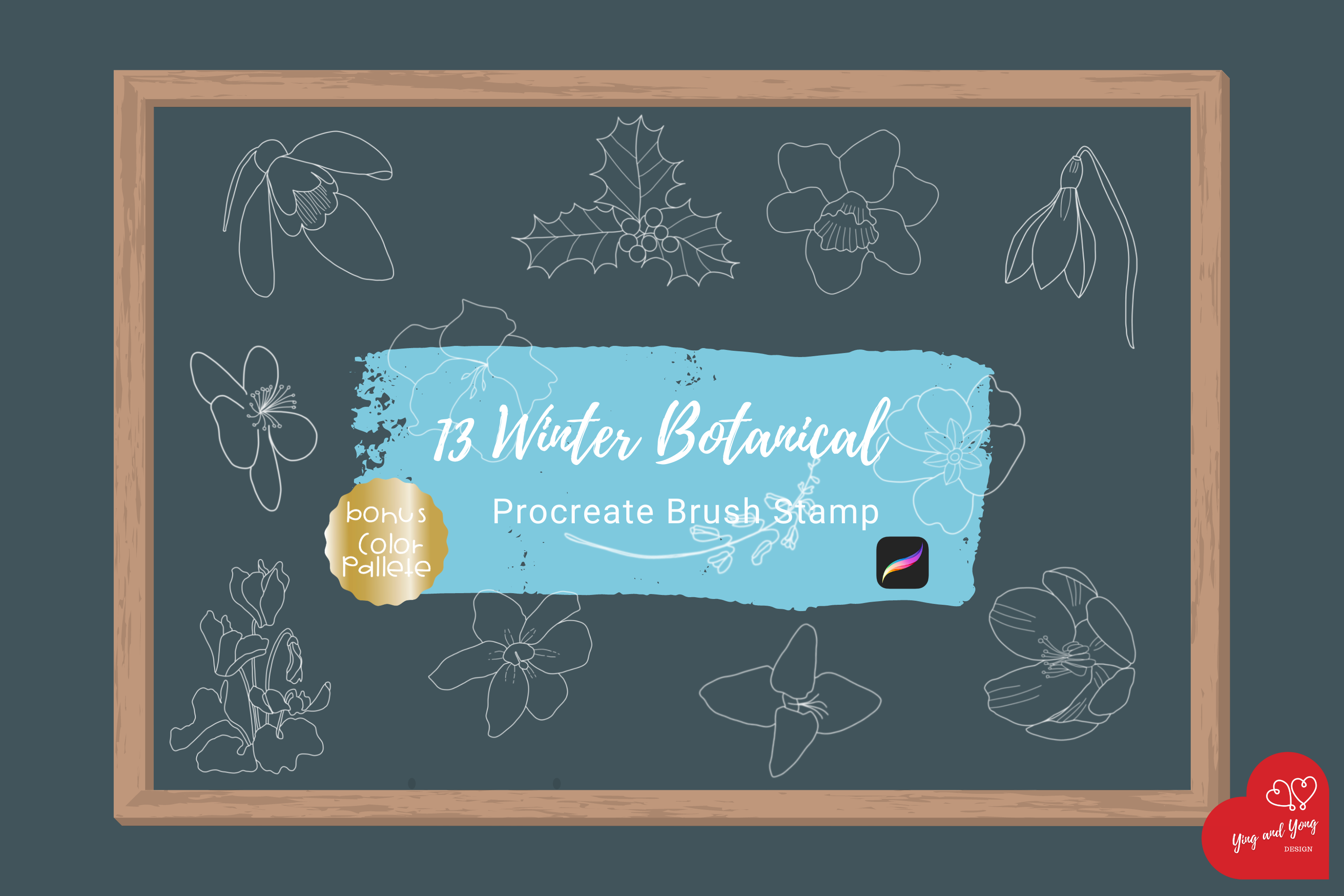 Procreate Brush Stamp Winter Botanical
