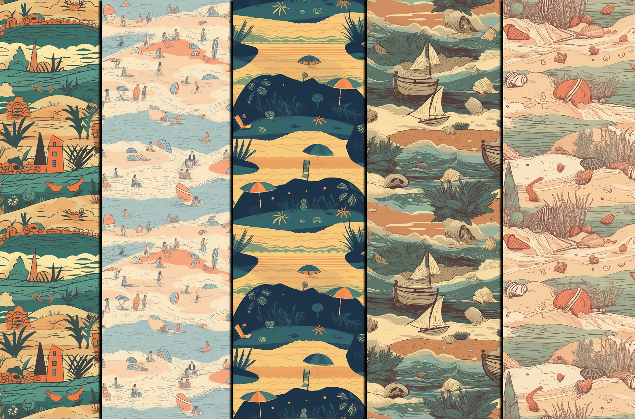 Retro Beach Patterns - Summer Bundle Graphic by Hiago Moreira ...