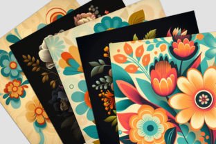 Retro Flowers Digital Paper Pack Graphic by Party Pixelz · Creative Fabrica