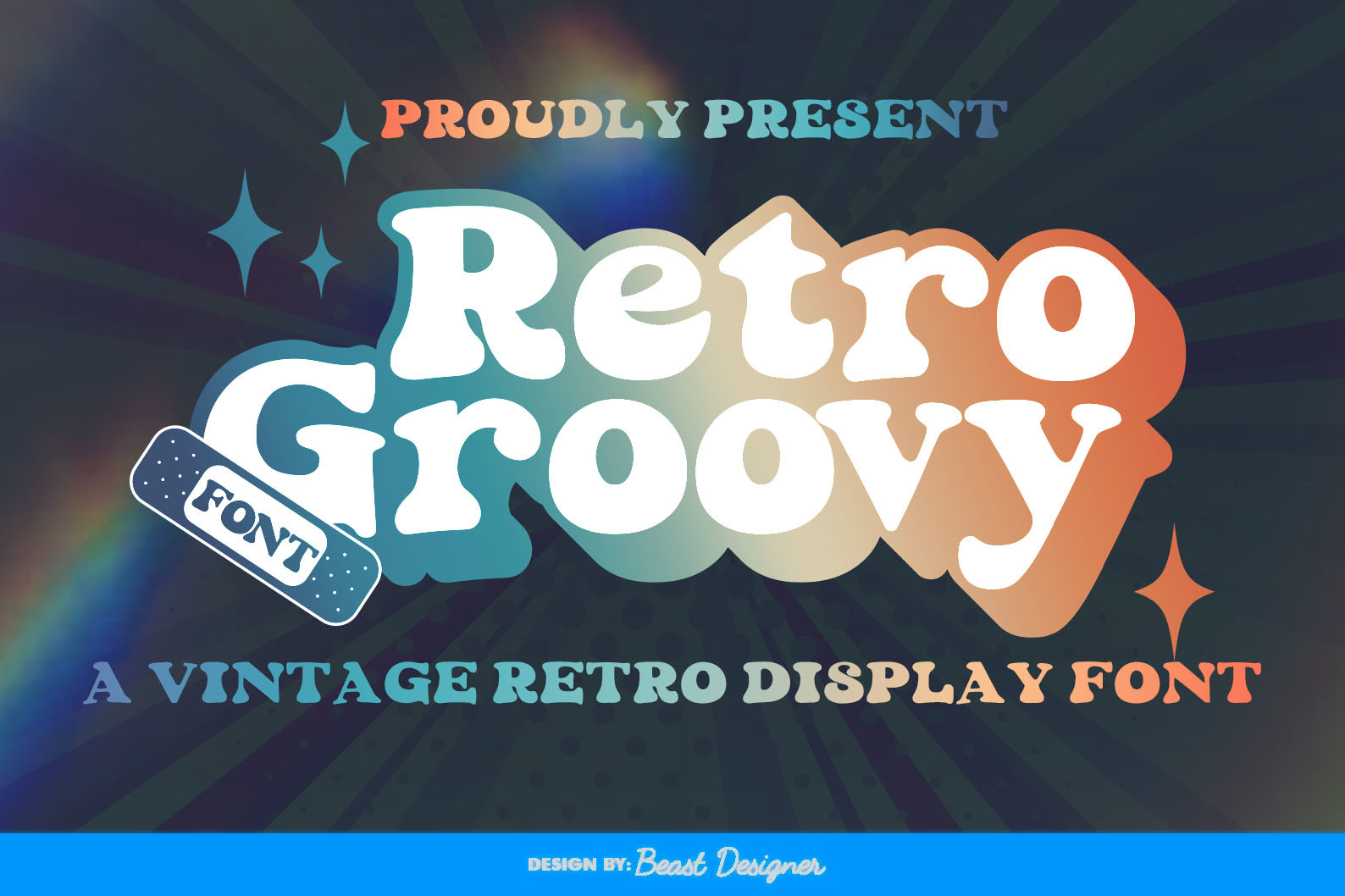 Descriptive preview of Retro Groovy Font by Beast Designer