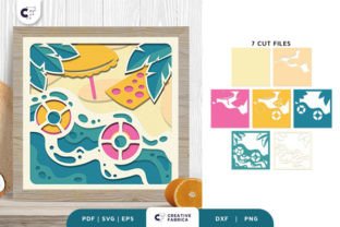 Summer Beach View 3D Shadow Box SVG · Creative Fabrica