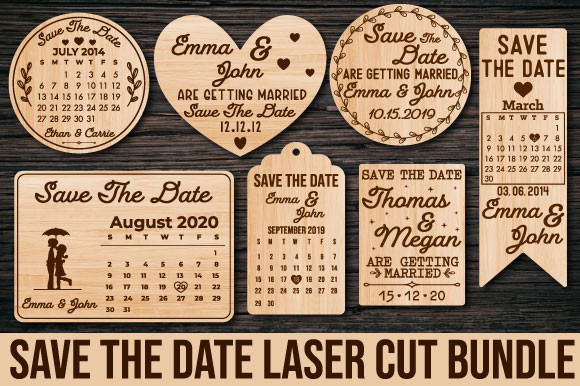 Save the date wood laser cut