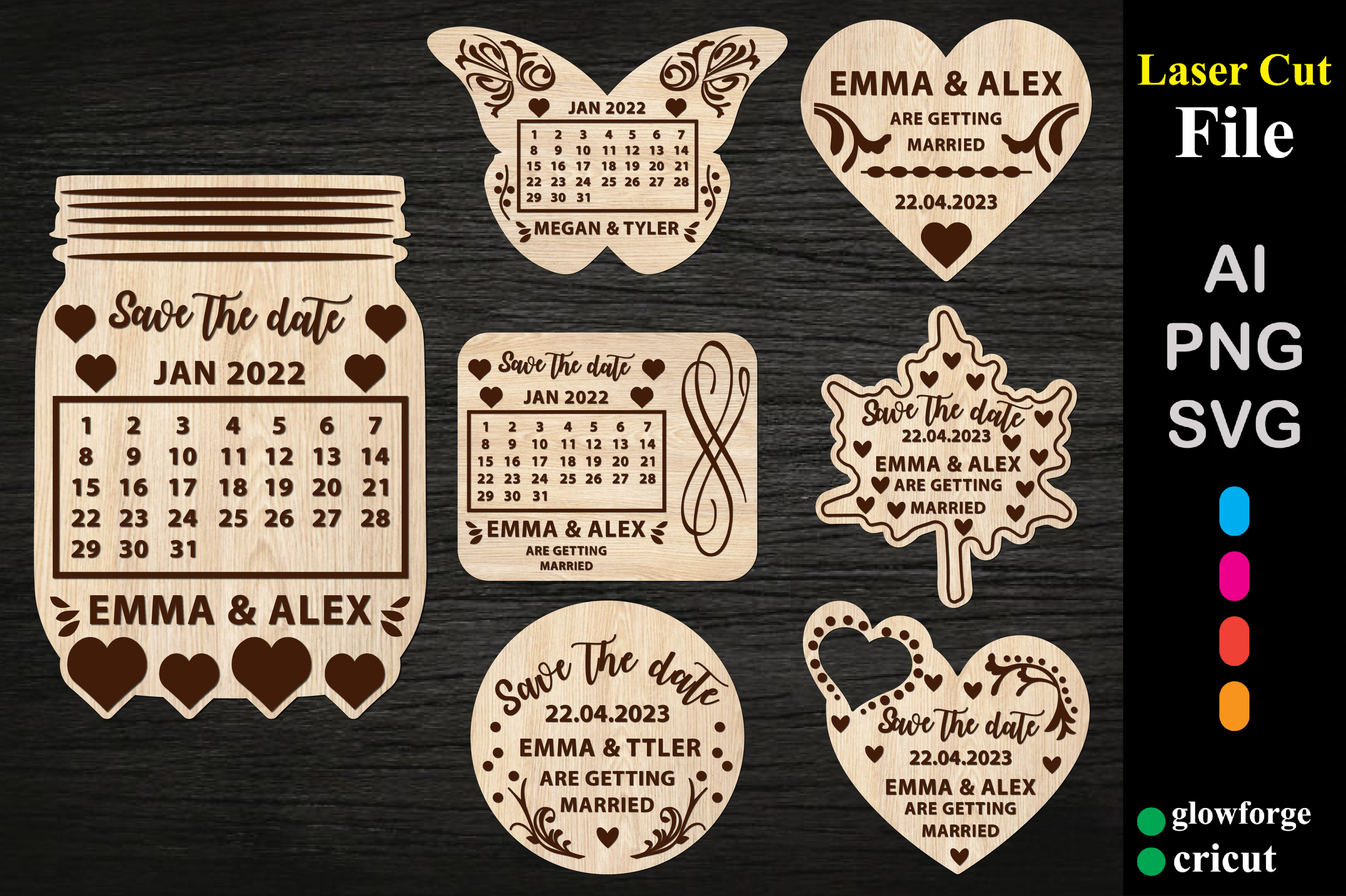 Save the Date Wood Laser Cut SVG Bundle