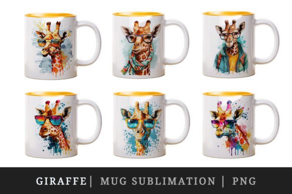 Cool Giraffe Mug, Cup Wrap Sublimation Graphic Crafts By Tati Design