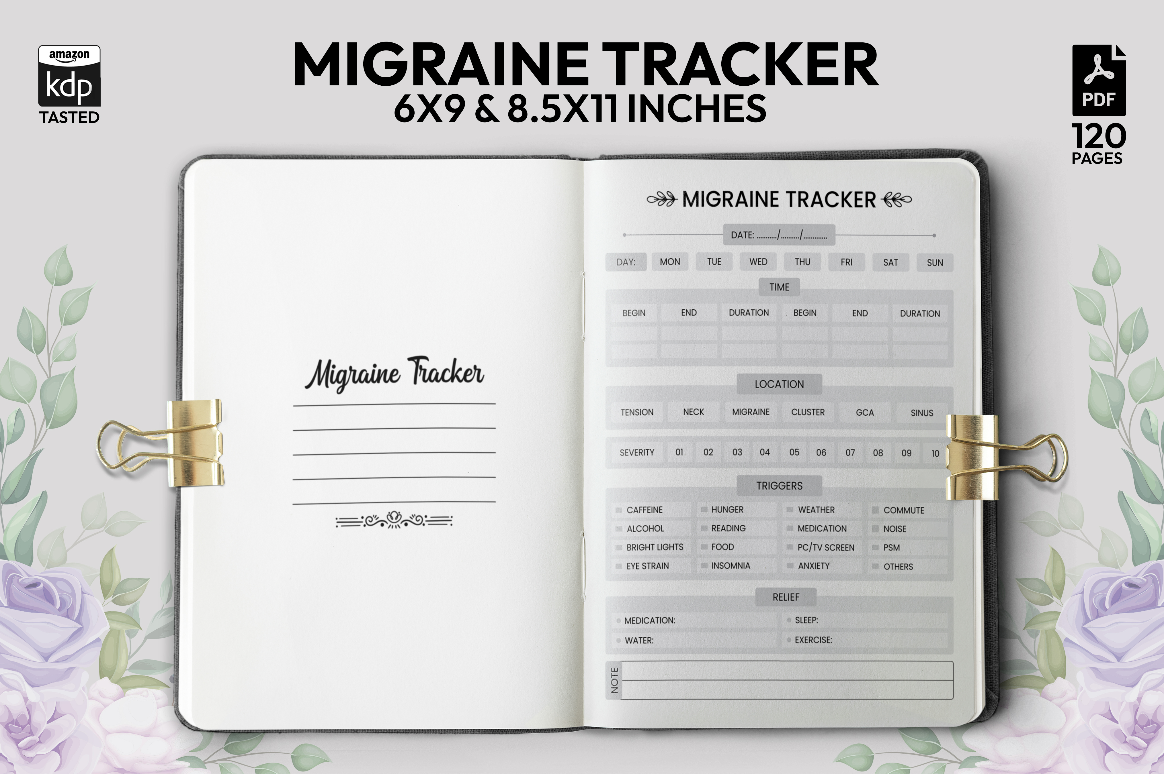 Migraine Tracker Logbook KDP Interior V1 Graphic by Rsgraphicpoint ...