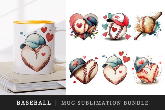 Watercolor Baseball Mug Wrap Graphics