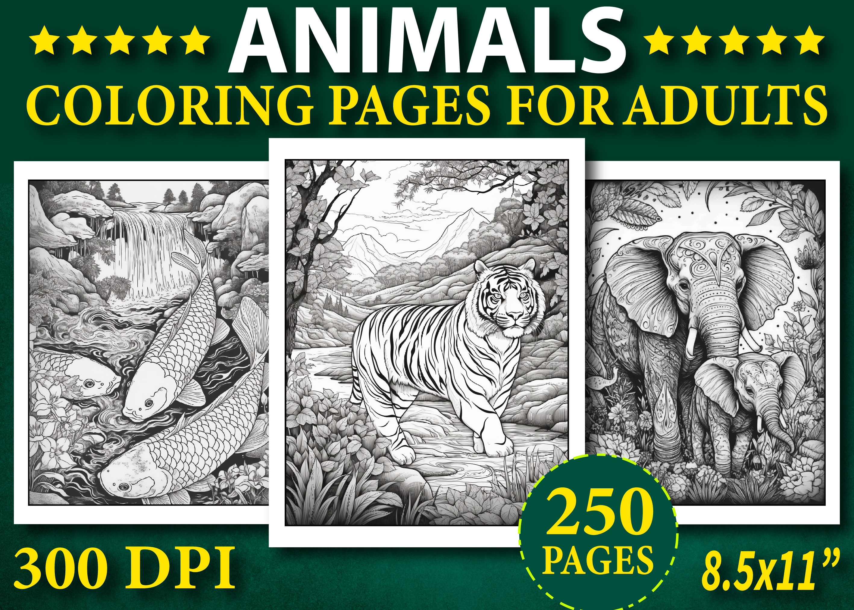 250+ Animals Coloring Pages for Adults