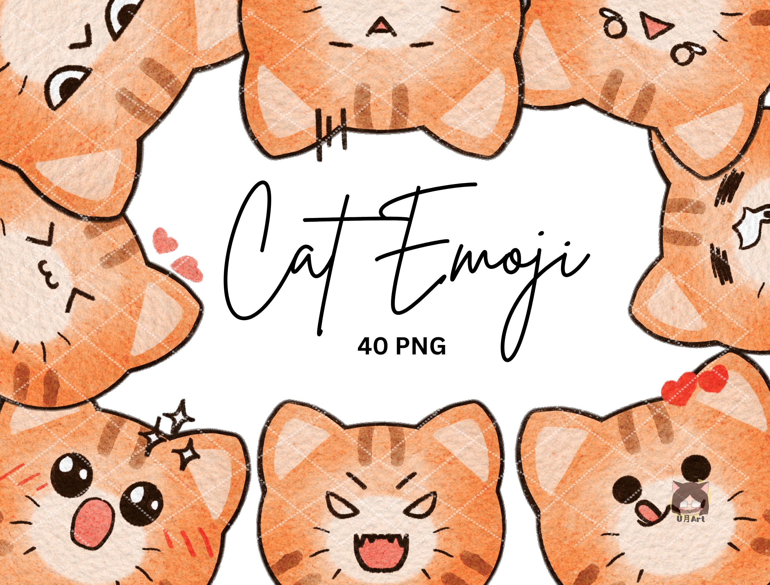 Watercolor Cat Emoji Graphic by UtsukiArt · Creative Fabrica