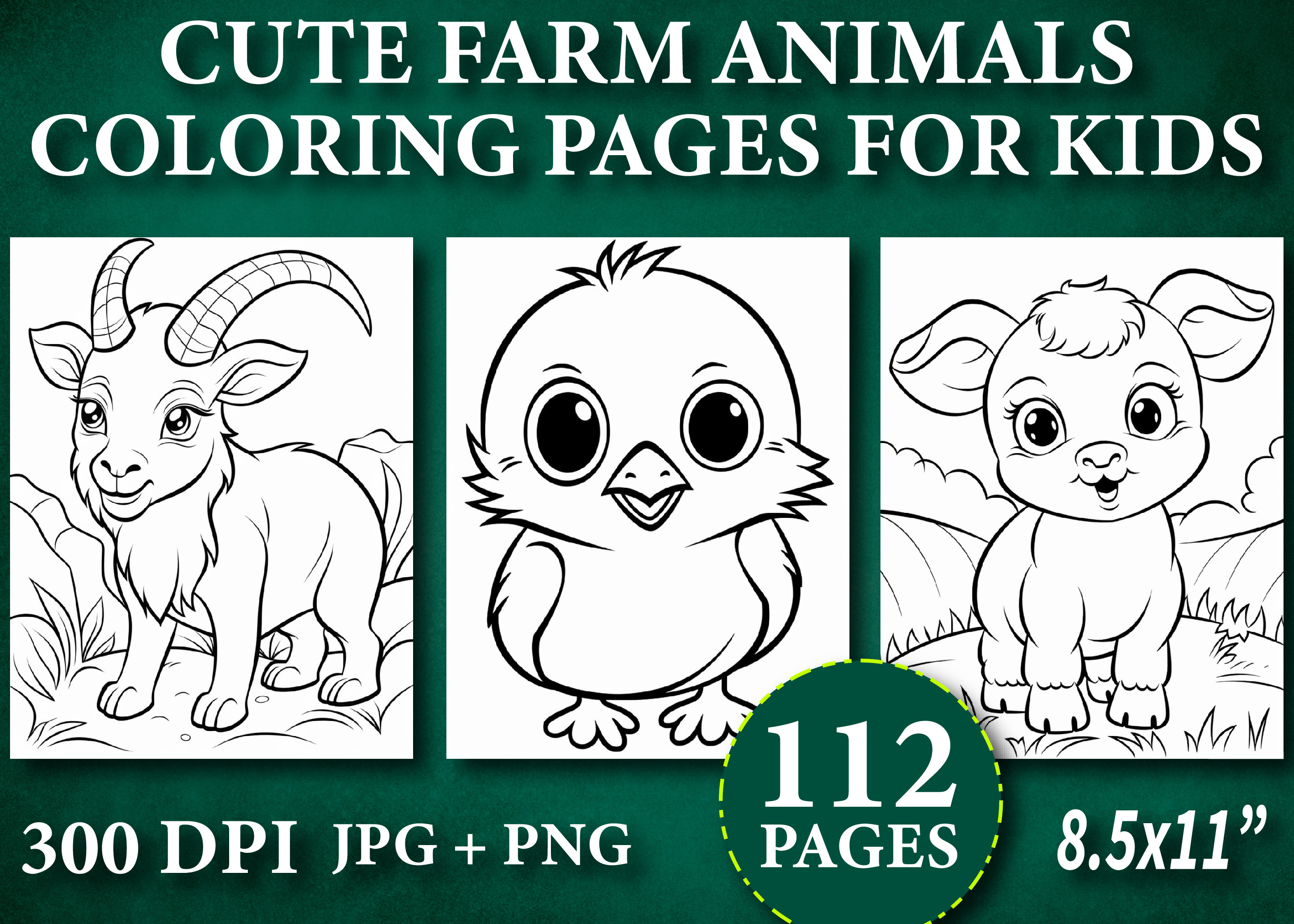 112+ Cute Farm Animals Coloring Pages