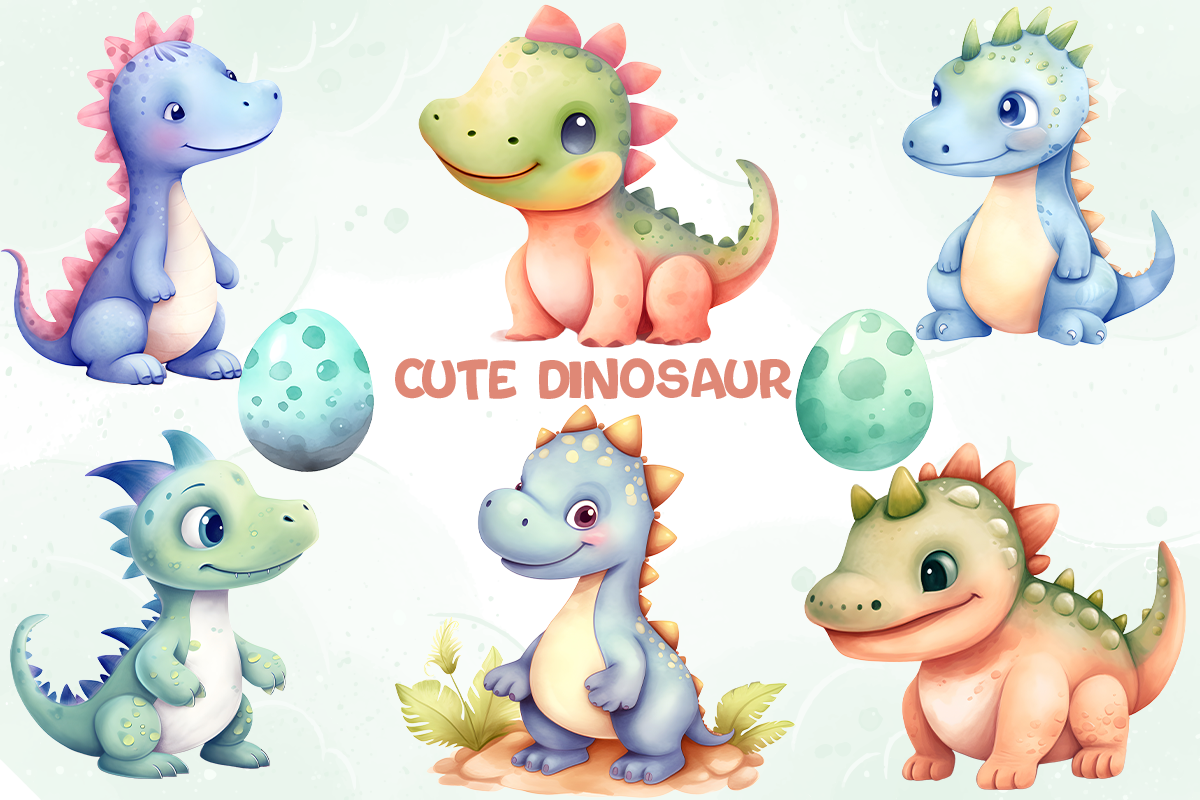 Cute Dinosaur Set Watercolor