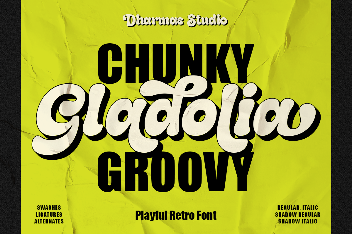 Gladolia preview, retro decorative font