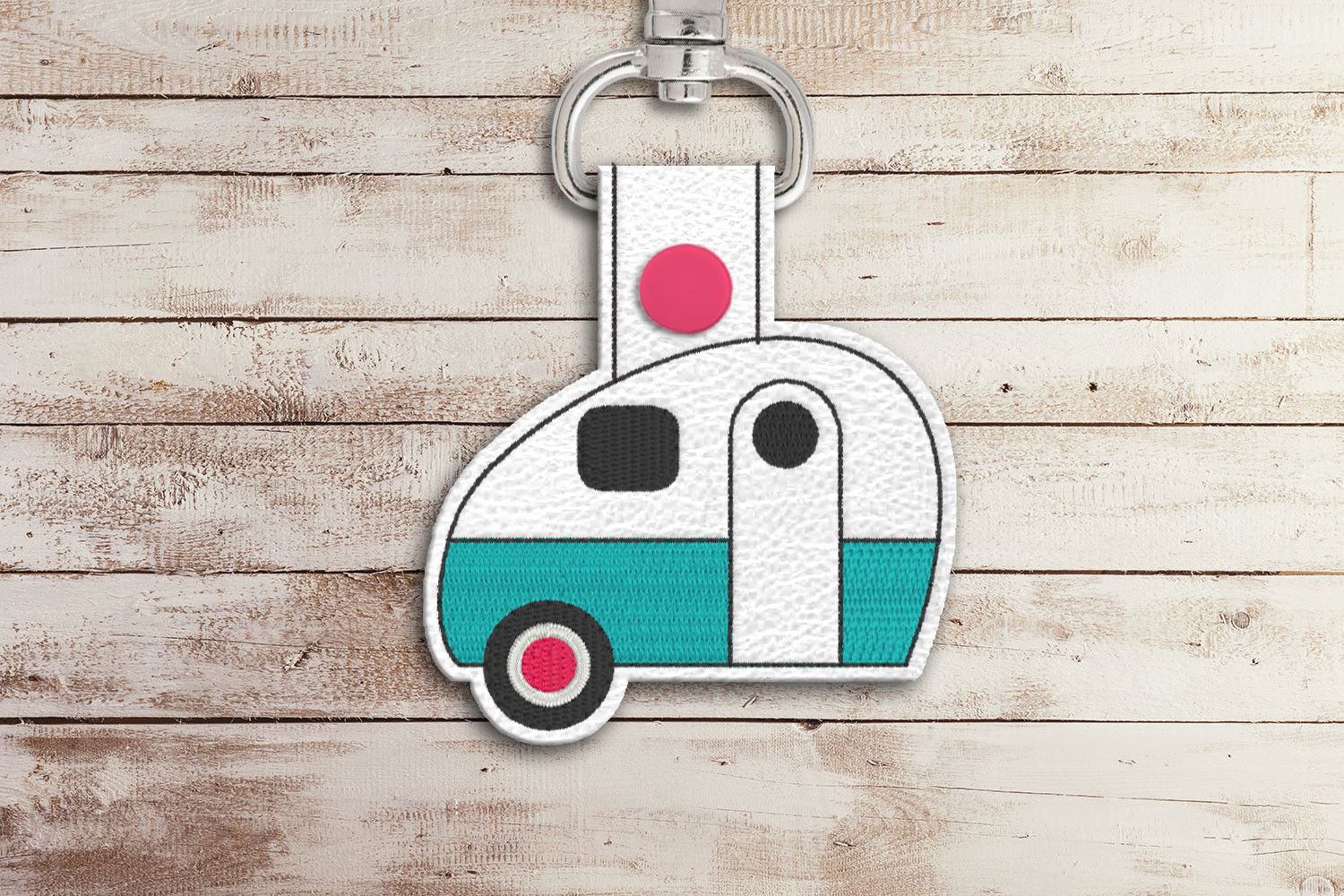 Retro 50s Camper ITH Key Fob Applique