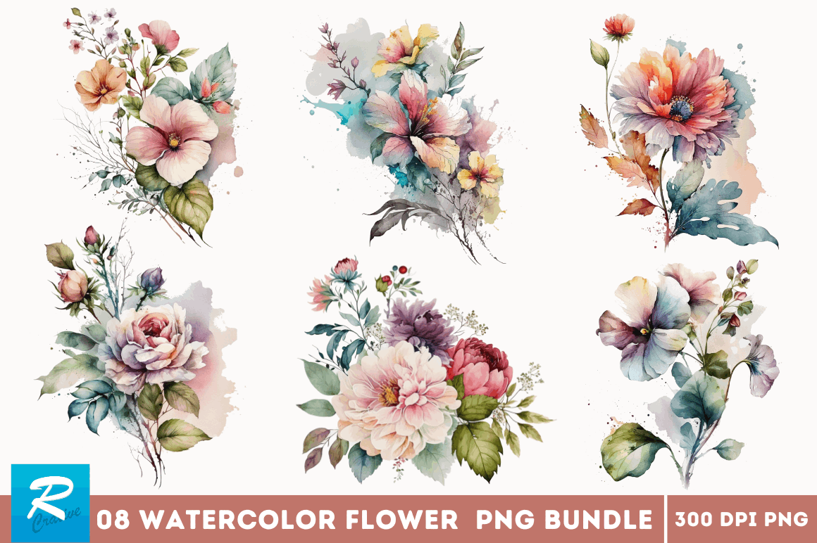 Watercolor Flower Bundle Graphic by Regulrcrative · Creative Fabrica