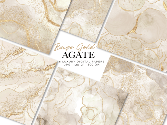 Beige and Gold Agate Papers