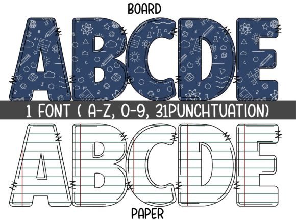 School Pattern Font PNG with transparent background - Preview 1